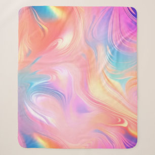 Trendy neon roze blauw geel abstracte golven sherpa deken