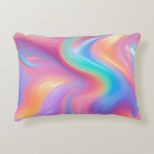 Trendy neon Roze Blauw groene abstracte golven Accent Kussen