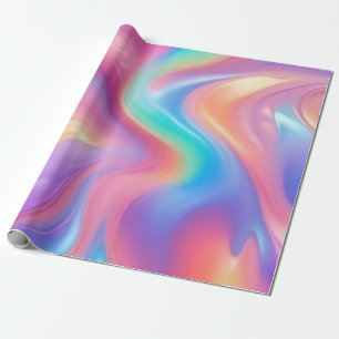 Trendy neon Roze Blauw groene abstracte golven Cadeaupapier