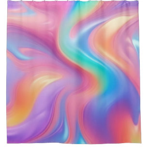 Trendy neon roze blauw groene abstracte golven douchegordijn
