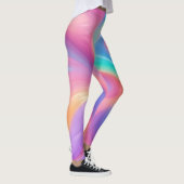 Trendy neon Roze Blauw groene abstracte golven Leggings (Rechts)