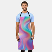 Trendy neon Roze Blauw groene abstracte golven Schort (Gedragen)