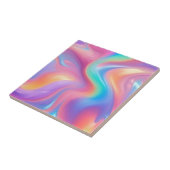 Trendy neon Roze Blauw groene abstracte golven Tegeltje (Zijkant)