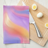 Trendy neon Roze Blauw groene abstracte golven Theedoek (Quarter Fold)