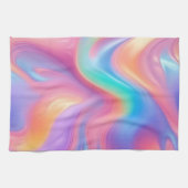 Trendy neon Roze Blauw groene abstracte golven Theedoek (Horizontaal)