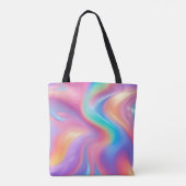 Trendy neon Roze Blauw groene abstracte golven Tote Bag (Achterkant)