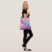 Trendy neon Roze Blauw groene abstracte golven Tote Bag (Op model)