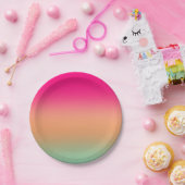 Trendy Neon Roze groen en zandbruin Papieren Bordje (Feest)
