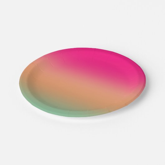 Trendy Neon Roze groen en zandbruin Papieren Bordje (Gekanteld)