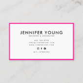 Trendy neon roze minimalistische moderne professio visitekaartje (Achterkant)