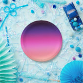 Trendy neon roze paarse en licht oranje gradiënt papieren bordje (Feest)