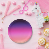 Trendy neon roze paarse en licht oranje gradiënt papieren bordje (Feest)