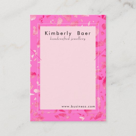 Trendy Neon Roze Terrazzo Armband Logo Display Visitekaartje (Voorkant)