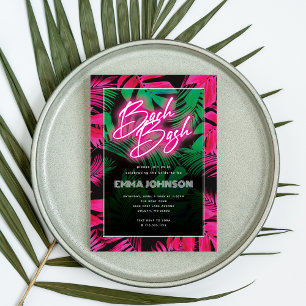 Trendy Neon Roze Tropisch Meisjesuitje Kaart