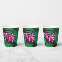 Trendy Neon Roze Tropische 50e Verjaardag