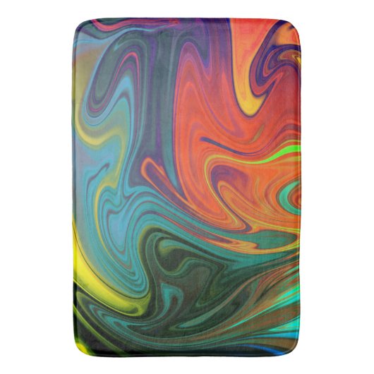 Trendy neon sinaasappel rood blauw geel groen Abst Badmat (Voorkant Verticaal)