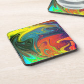 Trendy neon sinaasappel rood blauw geel groen Abst Bier Onderzetter (Linkerzijde)