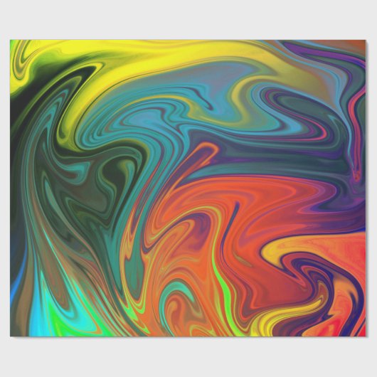 Trendy neon sinaasappel rood blauw geel groen Abst Cadeaupapier (Vlak)