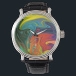 Trendy neon sinaasappel rood blauw geel groen Abst Horloge<br><div class="desc">Trendy Bright Neon sinaasappel rood blauw groen geel Abstract Pattern</div>