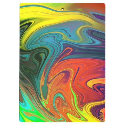 Trendy neon sinaasappel rood blauw geel groen Abst Klembord (Achterkant)