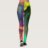 Trendy neon sinaasappel rood blauw geel groen Abst Leggings (Achterkant)
