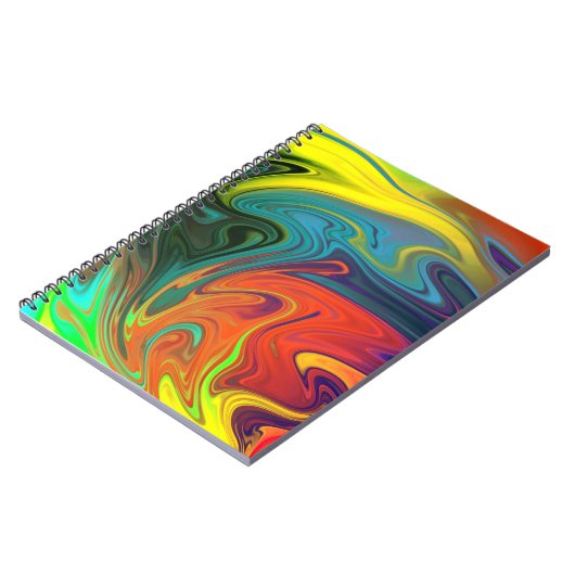 Trendy neon sinaasappel rood blauw geel groen Abst Notitieboek (Linkerzijde)