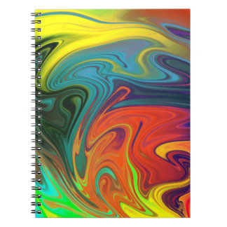 Trendy neon sinaasappel rood blauw geel groen Abst Notitieboek