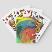 Trendy neon sinaasappel rood blauw geel groen Abst Pokerkaarten (Achterkant)