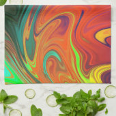 Trendy neon sinaasappel rood blauw geel groen Abst Theedoek (Gevouwen)