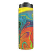 Trendy neon sinaasappel rood blauw geel groen Abst Thermosbeker (Voorkant)