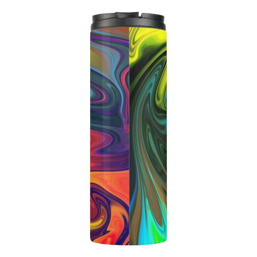 Trendy neon sinaasappel rood blauw geel groen Abst Thermosbeker (Achterkant)