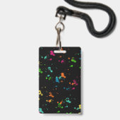 Trendy Neon Strips Geboren Feestje Badge (Achterkant met lanyard)