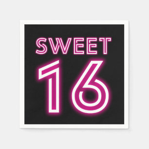 Trendy Neon Sweet Sixteen Hot Pink en Black Servet