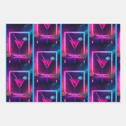 Trendy Neon Wrapping Paper Flat Sheet Set van 3 (Voorkant 2)