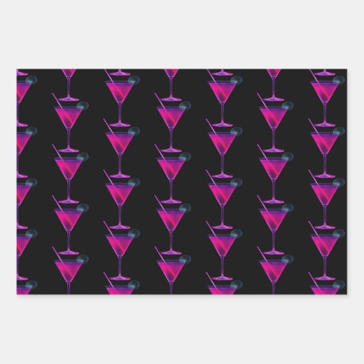 Trendy Neon Wrapping Paper Flat Sheet Set van 3 (Voorkant)