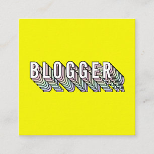 Trendy neon yellow 3d typografiblogger minimaal vierkante visitekaartje