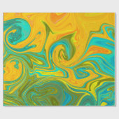 Trendy Neon Yellow Oranje Green Abstract Swirl Cadeaupapier (Vlak)