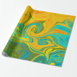 Trendy Neon Yellow Oranje Green Abstract Swirl Cadeaupapier