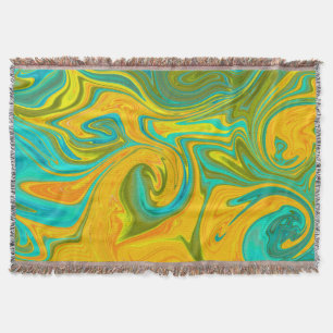 Trendy Neon Yellow Oranje Green Abstract Swirl Deken