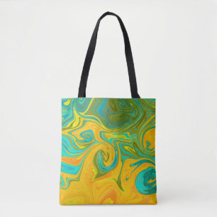 Trendy Neon Yellow Oranje Green Abstract Swirl Tote Bag