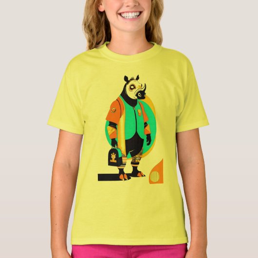 Trendy neushoorns t-shirt (Voorkant)
