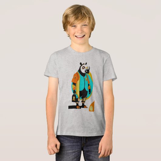 Trendy neushoorns Tri-Blend shirt (Voorkant volledig)