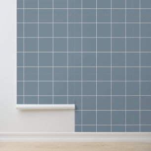 Trendy Neutraal Licht Leisteenblauw 6" Raster Behang