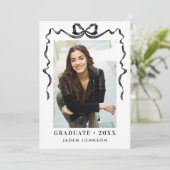 Trendy Neutral Bow Ribbon 2 FOTO Graduation Party Kaart (Staand voorkant)