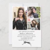 Trendy Neutral Bow Ribbon 4 FOTO Graduation Party Kaart (Achterkant)