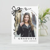 Trendy Neutral Bow Ribbon 5 FOTO Graduation Party Kaart (Staand voorkant)