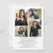 Trendy Neutral Bow Ribbon 5 FOTO Graduation Party Kaart (Achterkant)