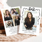 Trendy Neutral Bow Ribbon 5 FOTO Graduation Party Kaart