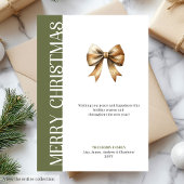Trendy Neutral Christmas Bow Greeting Card Design Feestdagenkaart