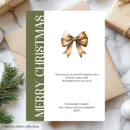 Trendy Neutral Christmas Bow Greeting Card Design Feestdagenkaart